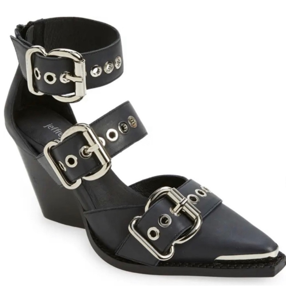 Jeffrey Campbell Emilia black buckle ankle sandal-booties size 6.5